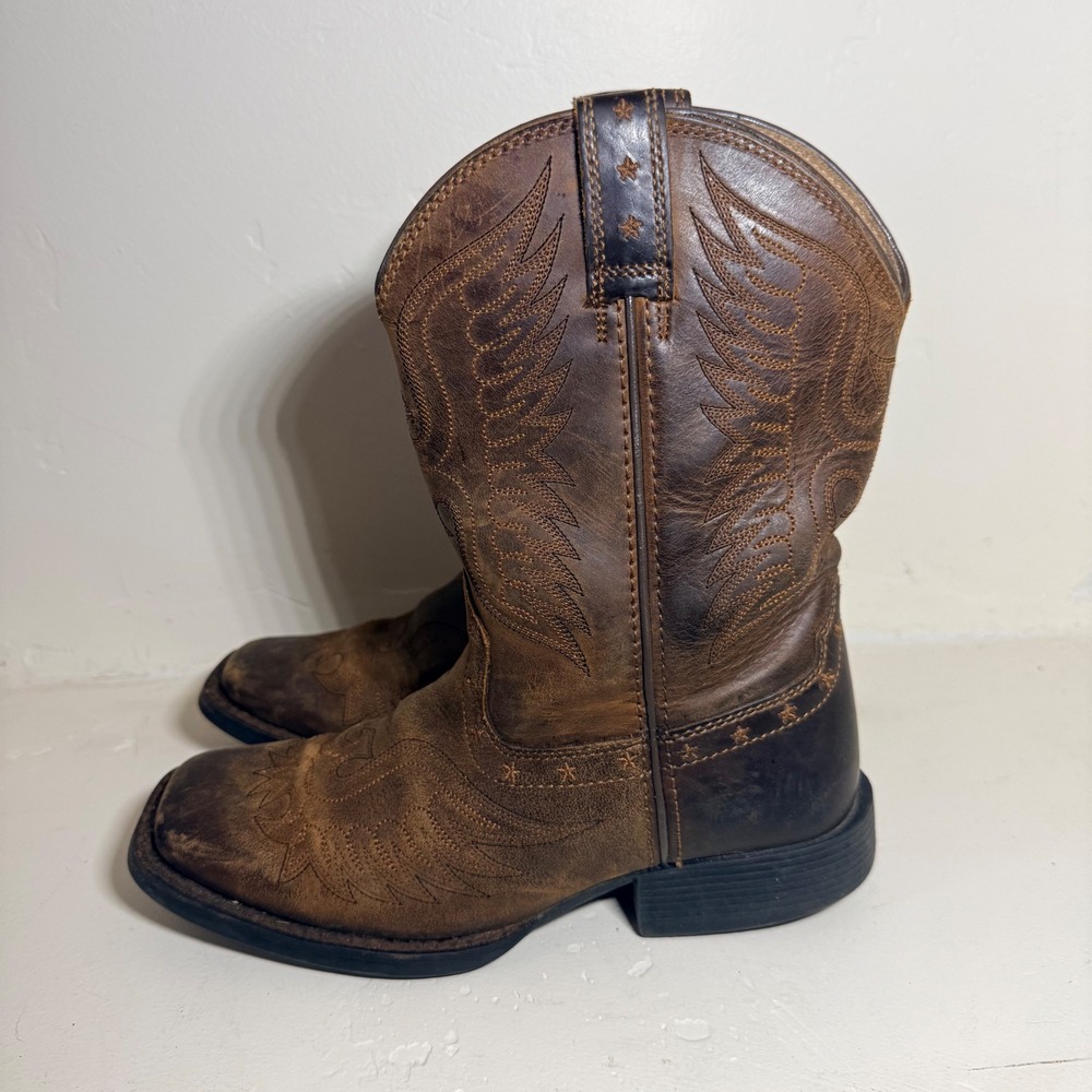 Ariat Cowboy Boots Western Brown Leather Kids Size 2